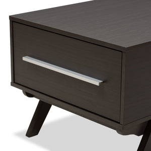 Baxton Studio Ashfield Mid-Century Modern Espresso Brown Finished Wood 2-Drawer Coffee Table