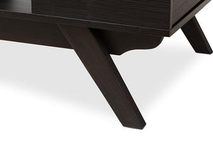 Baxton Studio Ashfield Mid-Century Modern Espresso Brown Finished Wood 2-Drawer Coffee Table