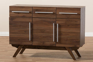 Baxton Studio Ashfield Mid-Century Modern Walnut Brown Finished Wood 3-Drawer Sideboard