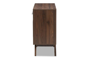 Baxton Studio Ashfield Mid-Century Modern Walnut Brown Finished Wood 3-Drawer Sideboard