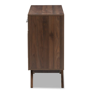 Baxton Studio Ashfield Mid-Century Modern Walnut Brown Finished Wood 3-Drawer Sideboard