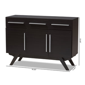 Baxton Studio Ashfield Mid-Century Modern Espresso Brown Finished Wood 3-Drawer Sideboard