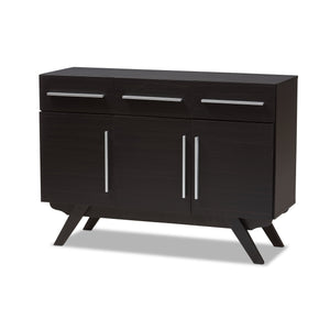 Baxton Studio Ashfield Mid-Century Modern Espresso Brown Finished Wood 3-Drawer Sideboard