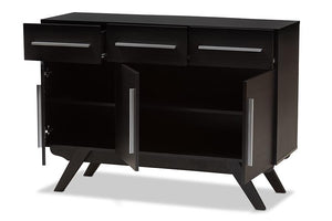 Baxton Studio Ashfield Mid-Century Modern Espresso Brown Finished Wood 3-Drawer Sideboard