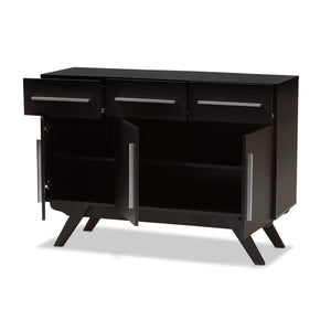 Baxton Studio Ashfield Mid-Century Modern Espresso Brown Finished Wood 3-Drawer Sideboard