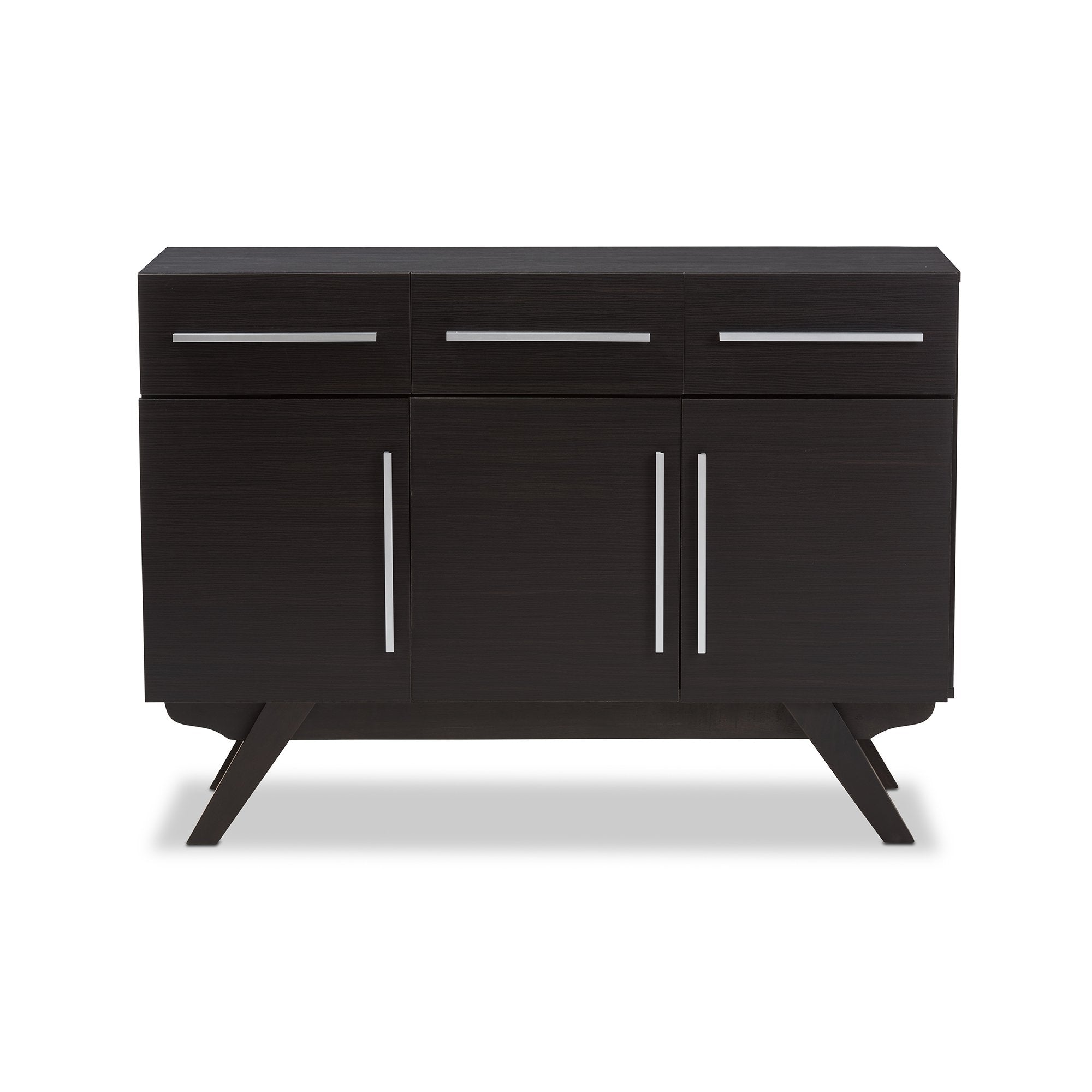 Baxton Studio Ashfield Mid-Century Modern Espresso Brown Finished Wood 3-Drawer Sideboard