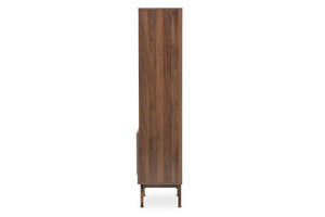 Baxton Studio Ashfield Mid-Century Modern Walnut Brown Finished Wood Bookcase