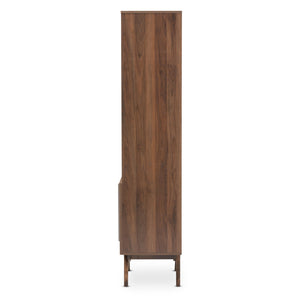 Baxton Studio Ashfield Mid-Century Modern Walnut Brown Finished Wood Bookcase