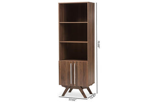 Baxton Studio Ashfield Mid-Century Modern Walnut Brown Finished Wood Bookcase