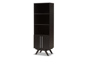 Baxton Studio Ashfield Mid-Century Modern Espresso Brown Finished Wood Bookcase