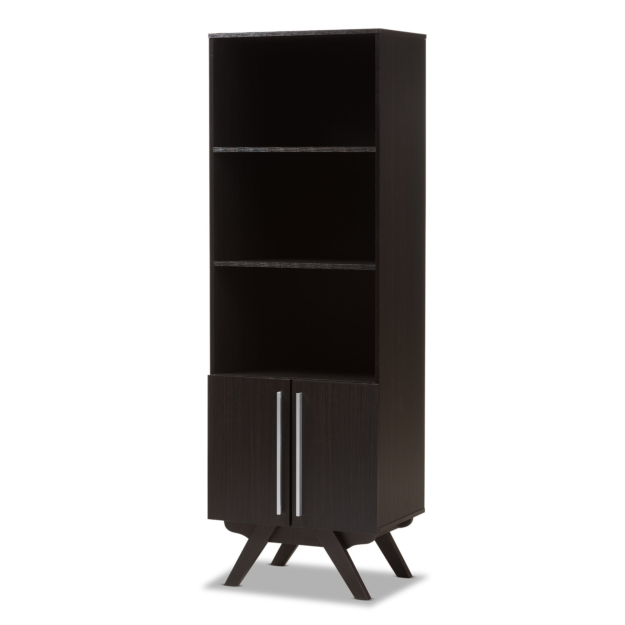 Baxton Studio Ashfield Mid-Century Modern Espresso Brown Finished Wood Bookcase