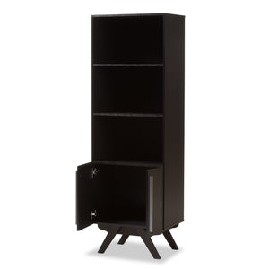 Baxton Studio Ashfield Mid-Century Modern Espresso Brown Finished Wood Bookcase