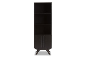 Baxton Studio Ashfield Mid-Century Modern Espresso Brown Finished Wood Bookcase