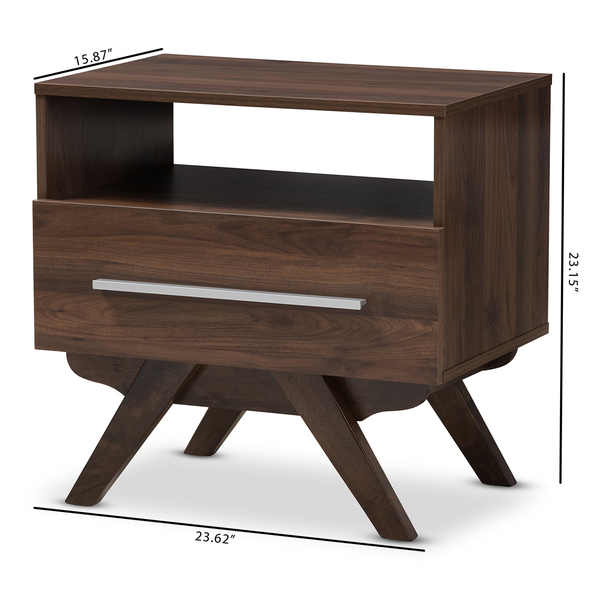 Baxton Studio Ashfield Mid-Century Modern Walnut Brown Finished Wood Nightstand