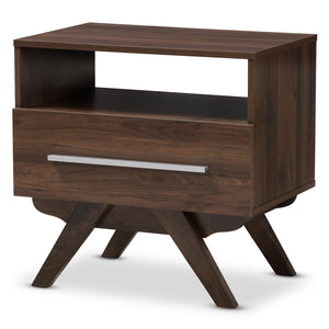 Baxton Studio Ashfield Mid-Century Modern Walnut Brown Finished Wood Nightstand