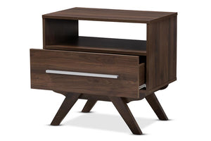 Baxton Studio Ashfield Mid-Century Modern Walnut Brown Finished Wood Nightstand