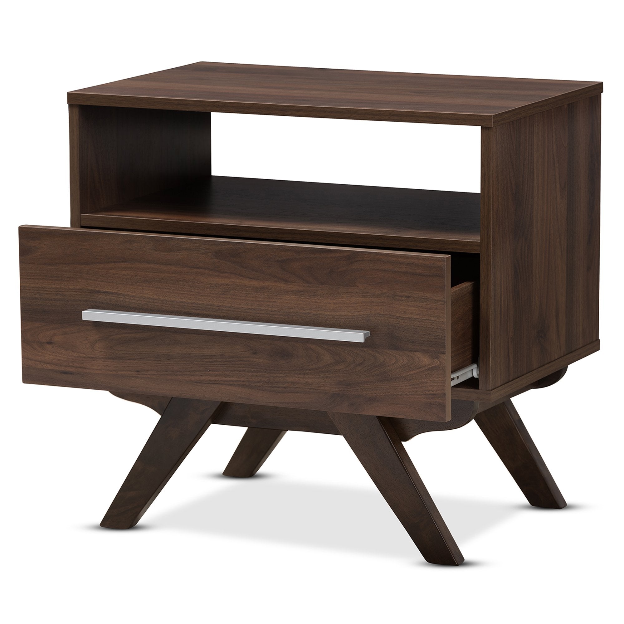 Baxton Studio Ashfield Mid-Century Modern Walnut Brown Finished Wood Nightstand