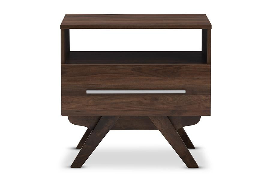 Baxton Studio Ashfield Mid-Century Modern Walnut Brown Finished Wood Nightstand