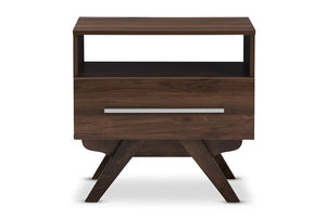 Baxton Studio Ashfield Mid-Century Modern Walnut Brown Finished Wood Nightstand