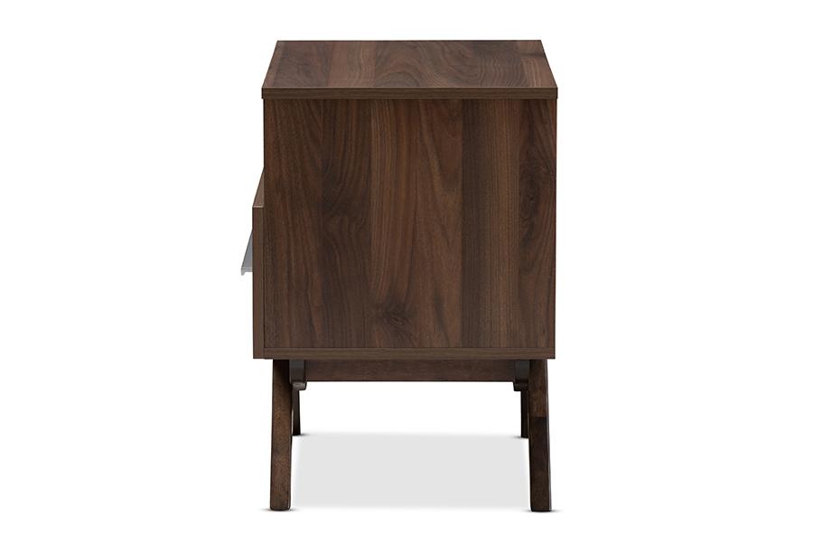 Baxton Studio Ashfield Mid-Century Modern Walnut Brown Finished Wood Nightstand