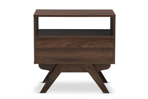 Baxton Studio Ashfield Mid-Century Modern Walnut Brown Finished Wood Nightstand