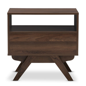 Baxton Studio Ashfield Mid-Century Modern Walnut Brown Finished Wood Nightstand