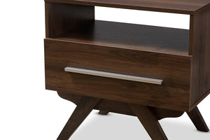 Baxton Studio Ashfield Mid-Century Modern Walnut Brown Finished Wood Nightstand