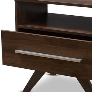 Baxton Studio Ashfield Mid-Century Modern Walnut Brown Finished Wood Nightstand