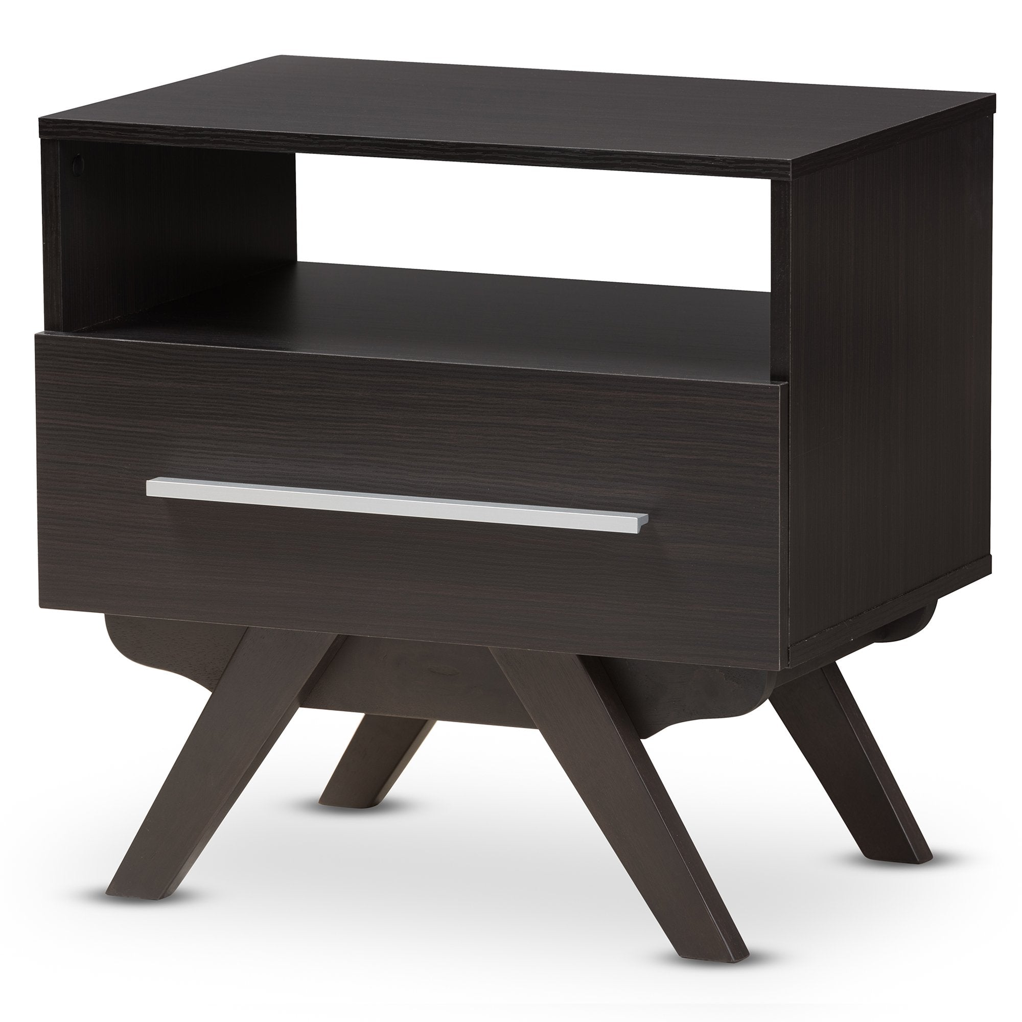 Baxton Studio Ashfield Mid-Century Modern Espresso Brown Finished Wood Nightstand