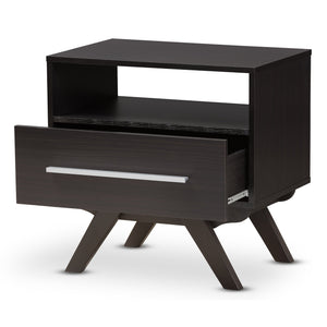 Baxton Studio Ashfield Mid-Century Modern Espresso Brown Finished Wood Nightstand