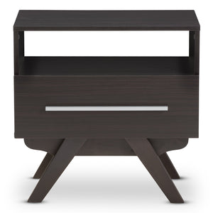 Baxton Studio Ashfield Mid-Century Modern Espresso Brown Finished Wood Nightstand