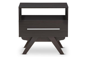 Baxton Studio Ashfield Mid-Century Modern Espresso Brown Finished Wood Nightstand