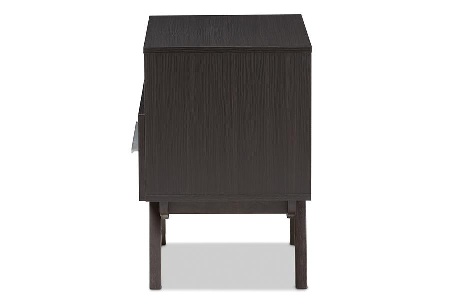 Baxton Studio Ashfield Mid-Century Modern Espresso Brown Finished Wood Nightstand