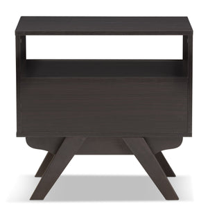 Baxton Studio Ashfield Mid-Century Modern Espresso Brown Finished Wood Nightstand