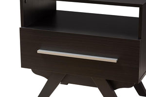 Baxton Studio Ashfield Mid-Century Modern Espresso Brown Finished Wood Nightstand