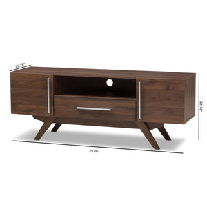 Baxton Studio Ashfield Mid-Century Modern Walnut Brown Finished Wood TV Stand