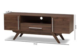 Baxton Studio Ashfield Mid-Century Modern Walnut Brown Finished Wood TV Stand