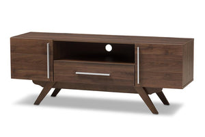 Baxton Studio Ashfield Mid-Century Modern Walnut Brown Finished Wood TV Stand