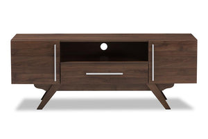 Baxton Studio Ashfield Mid-Century Modern Walnut Brown Finished Wood TV Stand