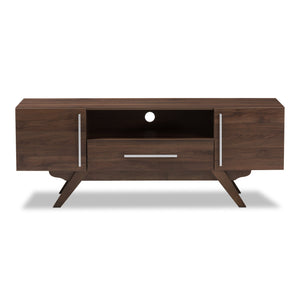 Baxton Studio Ashfield Mid-Century Modern Walnut Brown Finished Wood TV Stand