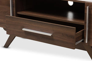 Baxton Studio Ashfield Mid-Century Modern Walnut Brown Finished Wood TV Stand