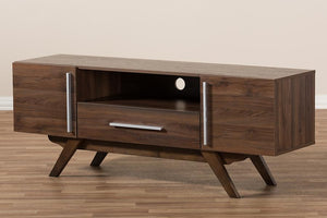 Baxton Studio Ashfield Mid-Century Modern Walnut Brown Finished Wood TV Stand