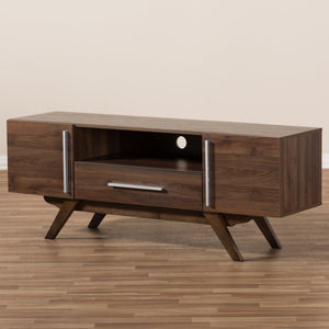 Baxton Studio Ashfield Mid-Century Modern Walnut Brown Finished Wood TV Stand