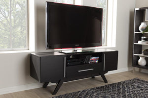 Baxton Studio Ashfield Mid-Century Modern Espresso Brown Finished Wood TV Stand