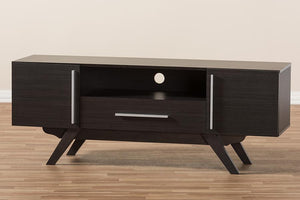 Baxton Studio Ashfield Mid-Century Modern Espresso Brown Finished Wood TV Stand