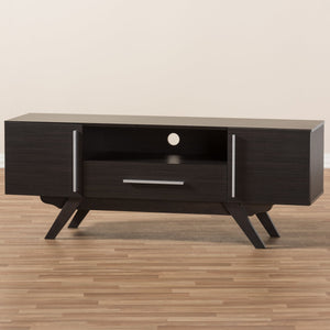 Baxton Studio Ashfield Mid-Century Modern Espresso Brown Finished Wood TV Stand