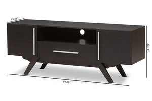 Baxton Studio Ashfield Mid-Century Modern Espresso Brown Finished Wood TV Stand