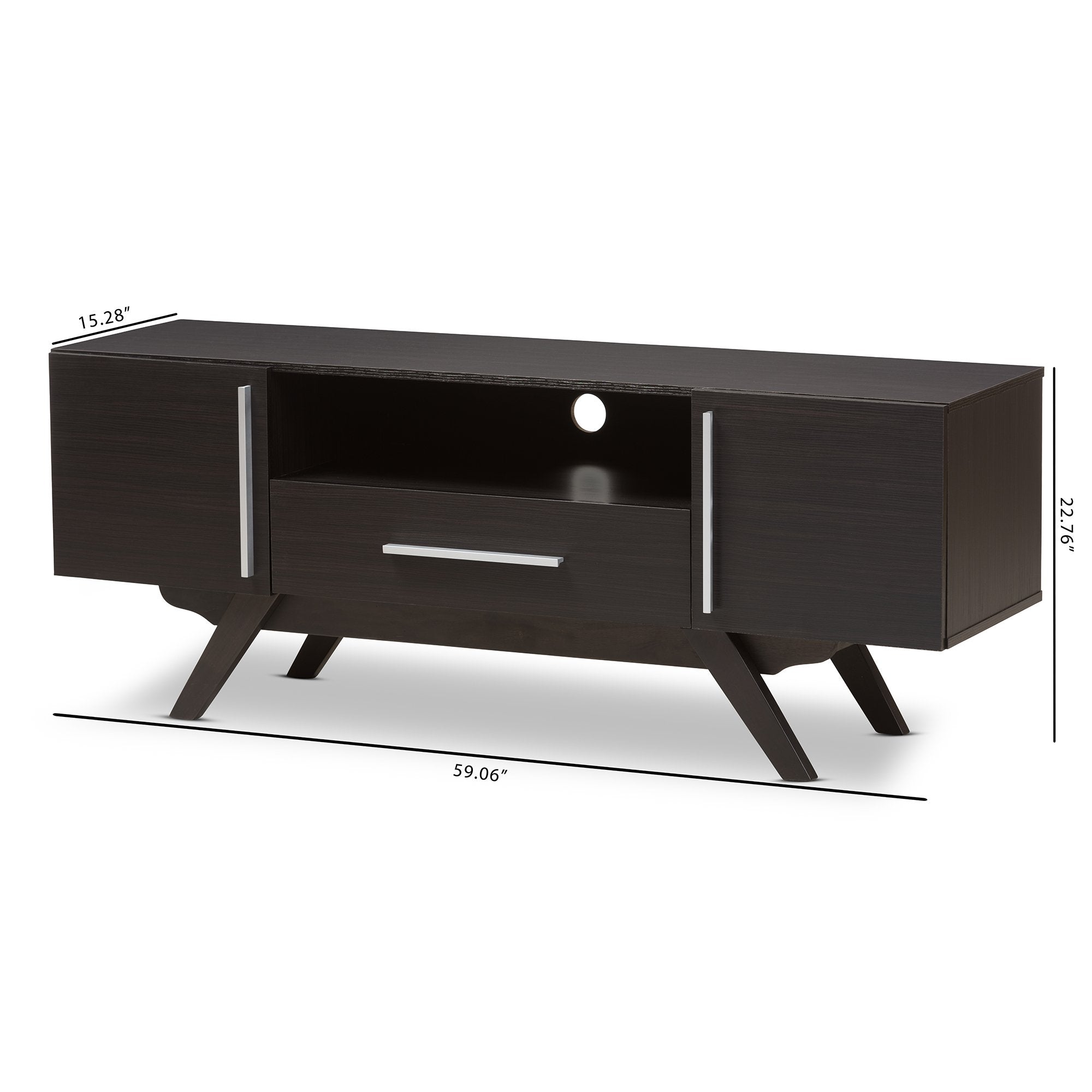 Baxton Studio Ashfield Mid-Century Modern Espresso Brown Finished Wood TV Stand