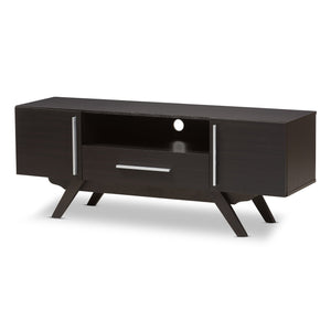 Baxton Studio Ashfield Mid-Century Modern Espresso Brown Finished Wood TV Stand