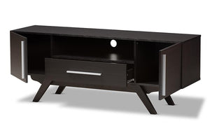 Baxton Studio Ashfield Mid-Century Modern Espresso Brown Finished Wood TV Stand